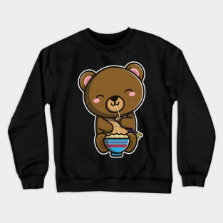 Cute Japanese Bear Eating Ramen Noodle Kawaii Bear for kids design Crewneck Sweatshirt